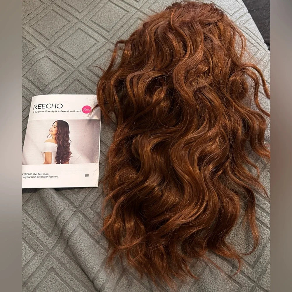 14" Ponytail Extension, Short Claw Multi Layered Clip on dark copper for party - Picture 6 of 7